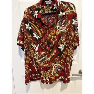 Paradise Style Hawaii Men's XL Floral Multicolor Button Down Short Sleeve Shirt